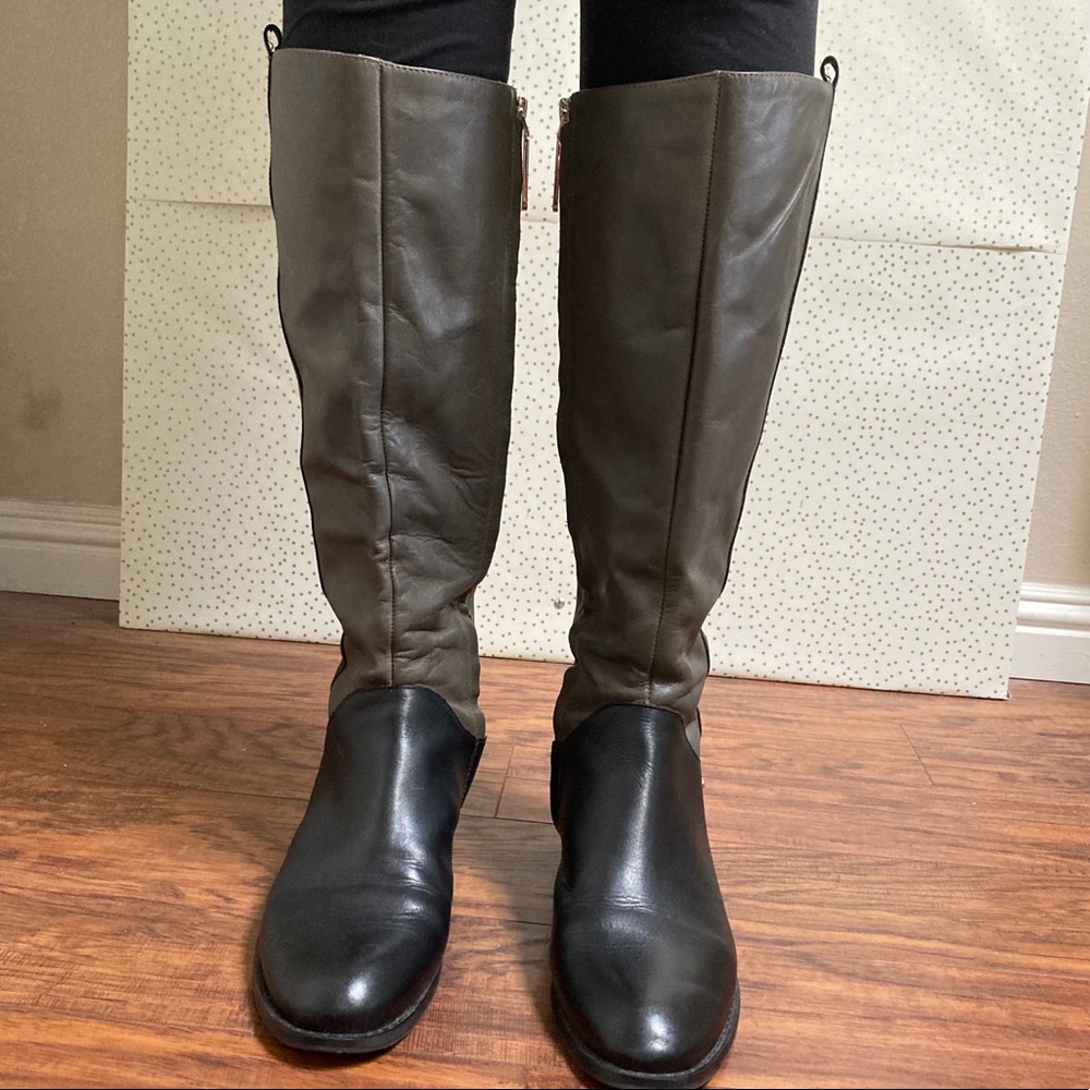 Boden Black and Gray Riding Boots with Zipper